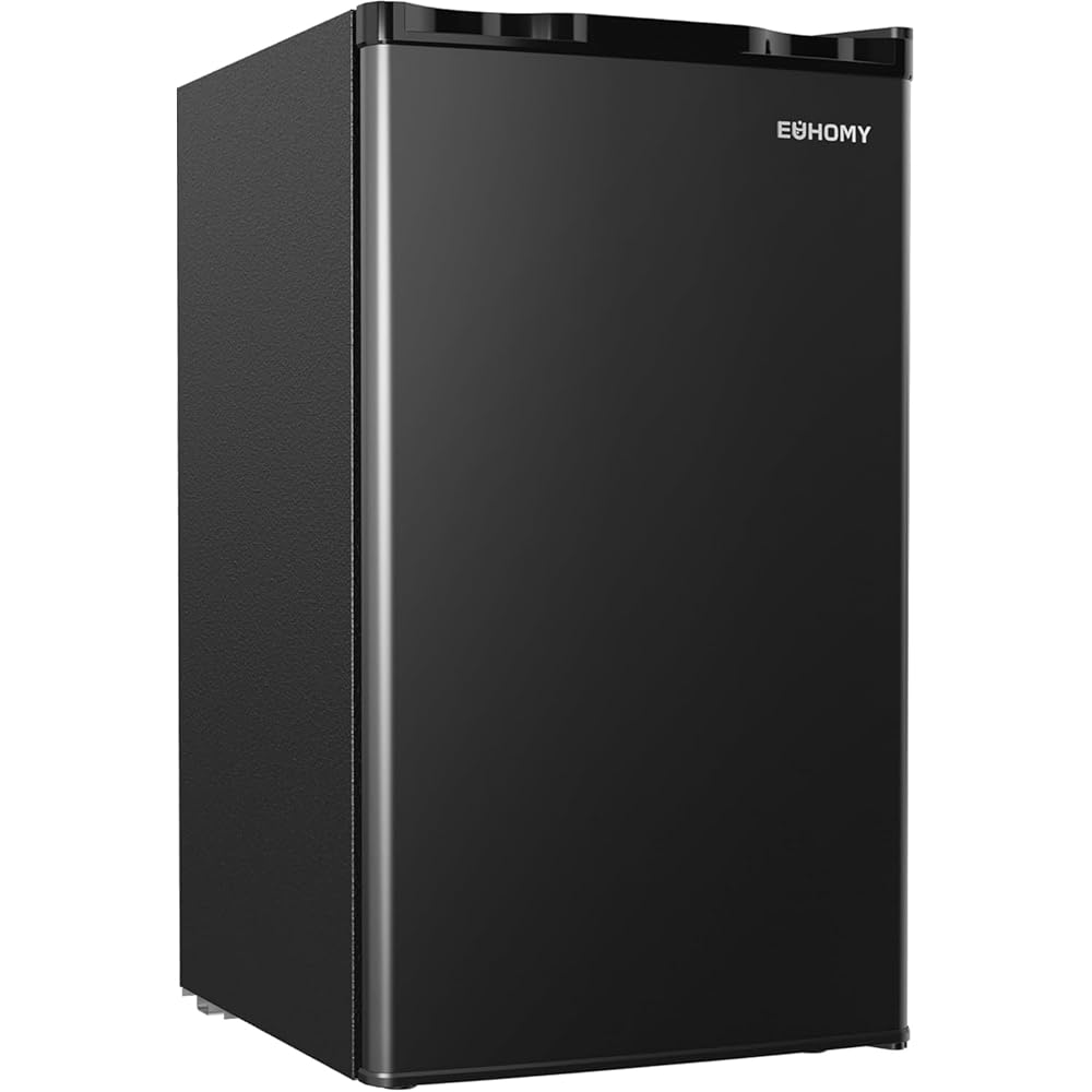 EUHOMY 3.2 Cu.Ft Mini Fridge with Freezer, Single Door Compact Refrigerator, Adjustable Thermostat, Mini Refrigerator Energy Saving, Mini fridge for Bedroom, Dorm, Office, Black : Home & Kitchen