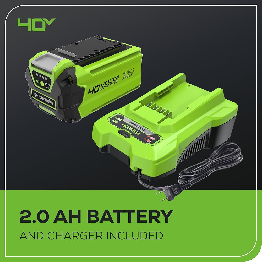 Greenworks 40V Leaf Blower/Sweeper, 150 MPH, Lightweight, Quiet, with 2.0 Ah Battery and Charger, Perfect for Residential Lawn Care, Leaf Blowing Debris, Dust, Light Snow, and More