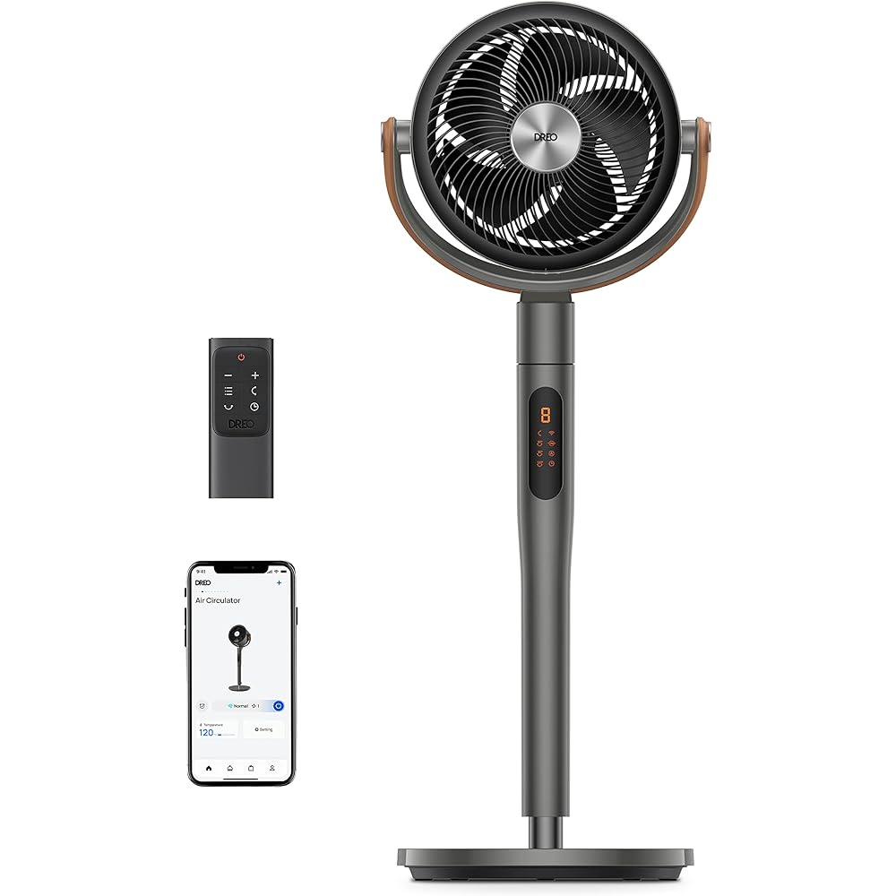 Dreo Smart Fan for Bedroom, 120°+105° Omni-directional Oscillating Standing Fans with Remote, 100ft Quiet Floor Fan for Room, Wi-Fi/Voice/Alexa, 6 Modes, 8 Speeds, 37-43'' Height, 12H Timer, DC Motor : Home & Kitchen