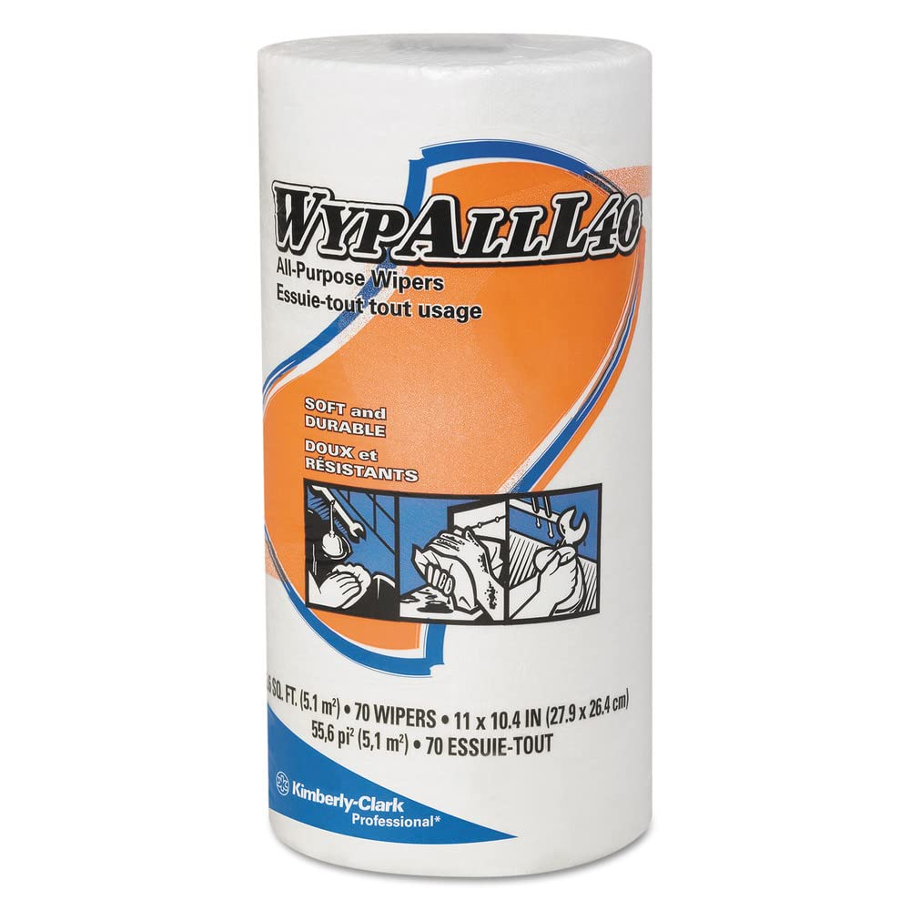 WypAll PowerClean L40 Cloths Extra Absorbent Wipes (05027), Bulk Paper Wipers, White (70 Sheets/Roll, 24 Rolls, 1,680 Sheet Total) : Home & Kitchen