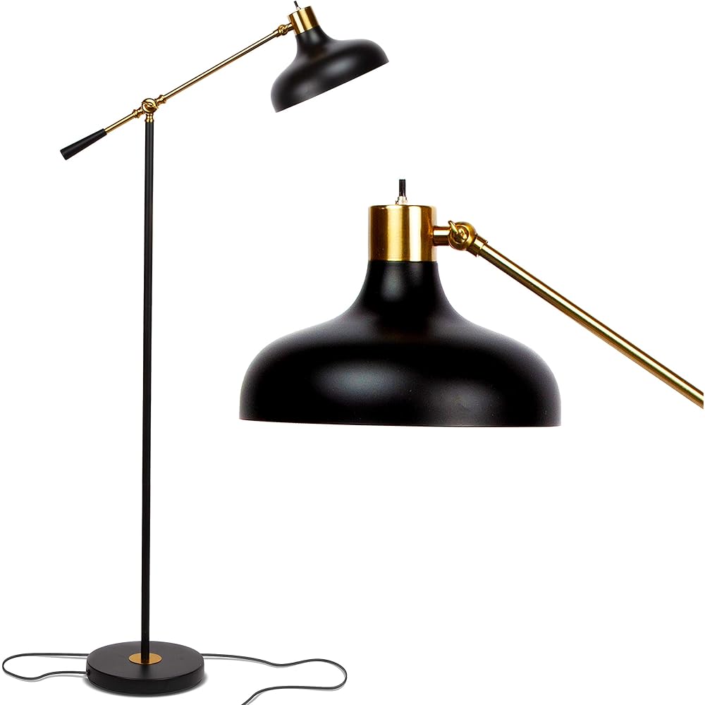 Brightech Wyatt 60 in. Classic Black Industrial 1-Light Height Adjustable LED Floor Lamp with Black Metal Bowl Shade FL-WYT-BLK: Industrial & Scientific