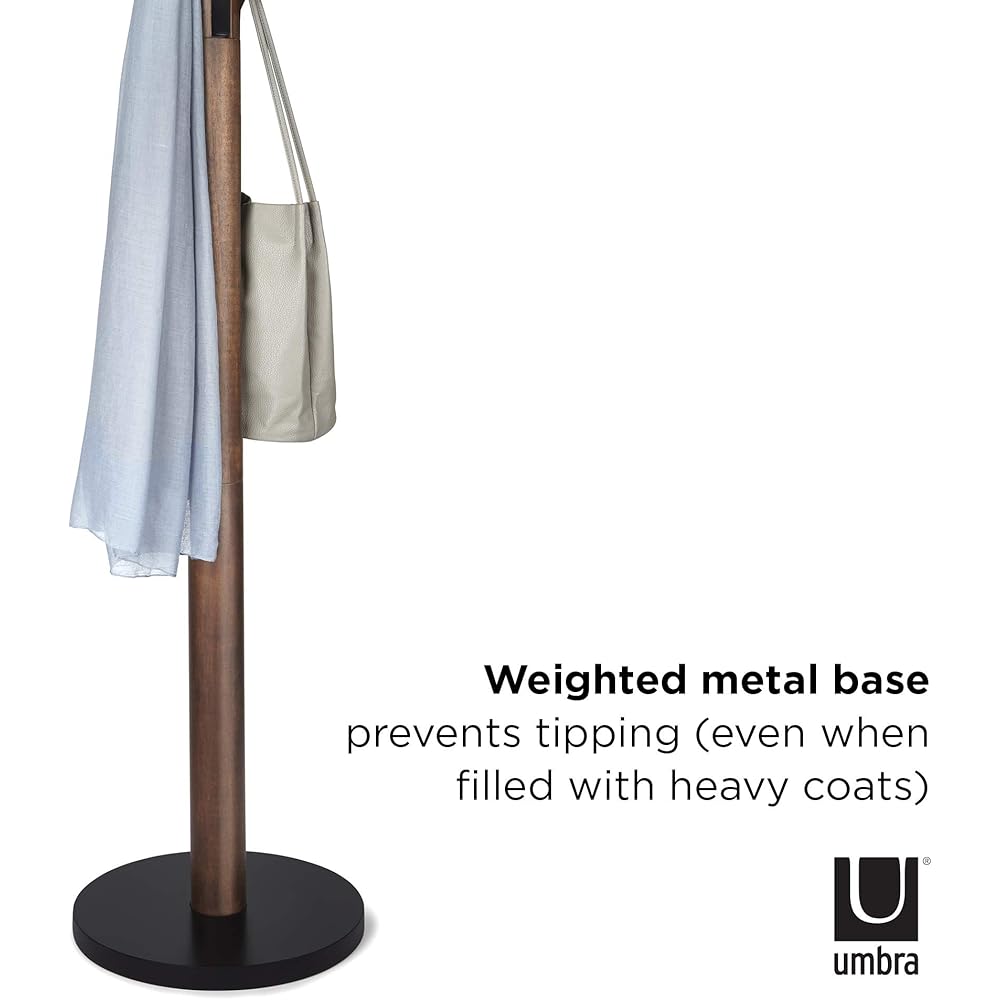 Umbra Flapper Coat Rack, Clothing Hanger, Umbrella Holder, and Hat Organizer, Great for Entryway, Black/Walnut (320361-048) : Home & Kitchen