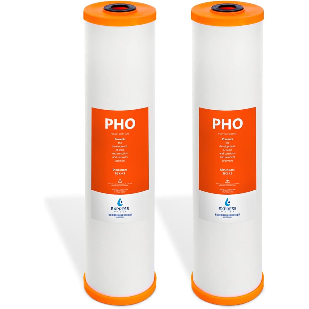 Express Water Polyphosphate Anti-Scale Water Replacement Filter – Whole House Replacement Water Filter – PHO High Capacity Water Filter – 4.5” x 20” inch – 2 Pack
