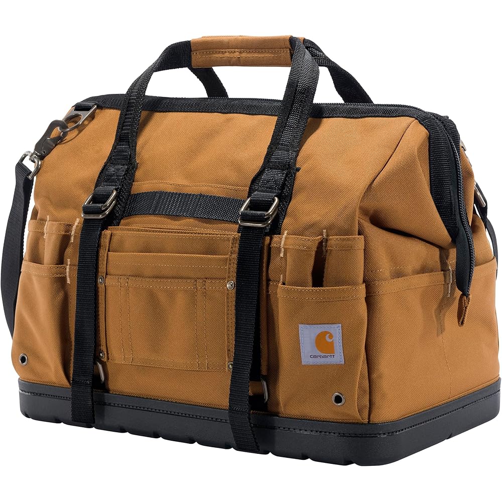 Carhartt Onsite Tool Bag, Durable Water-Resistant, Tool Storage Bag, Heavyweight w/Molded Base, 18-Inch, Carhartt Brown -
