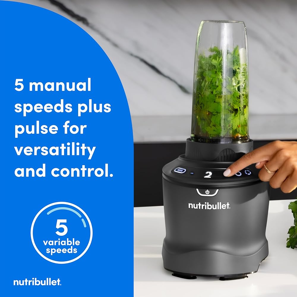 nutribullet® SmartSense Blender Combo, 1400W, 64oz Pitcher, 32oz & 24oz Cups, 5-Speed, Smoothies, Ice and Frozen Fruit, Nut Milk, Soup, Gunmetal Gray, NBF50700: Home & Kitchen