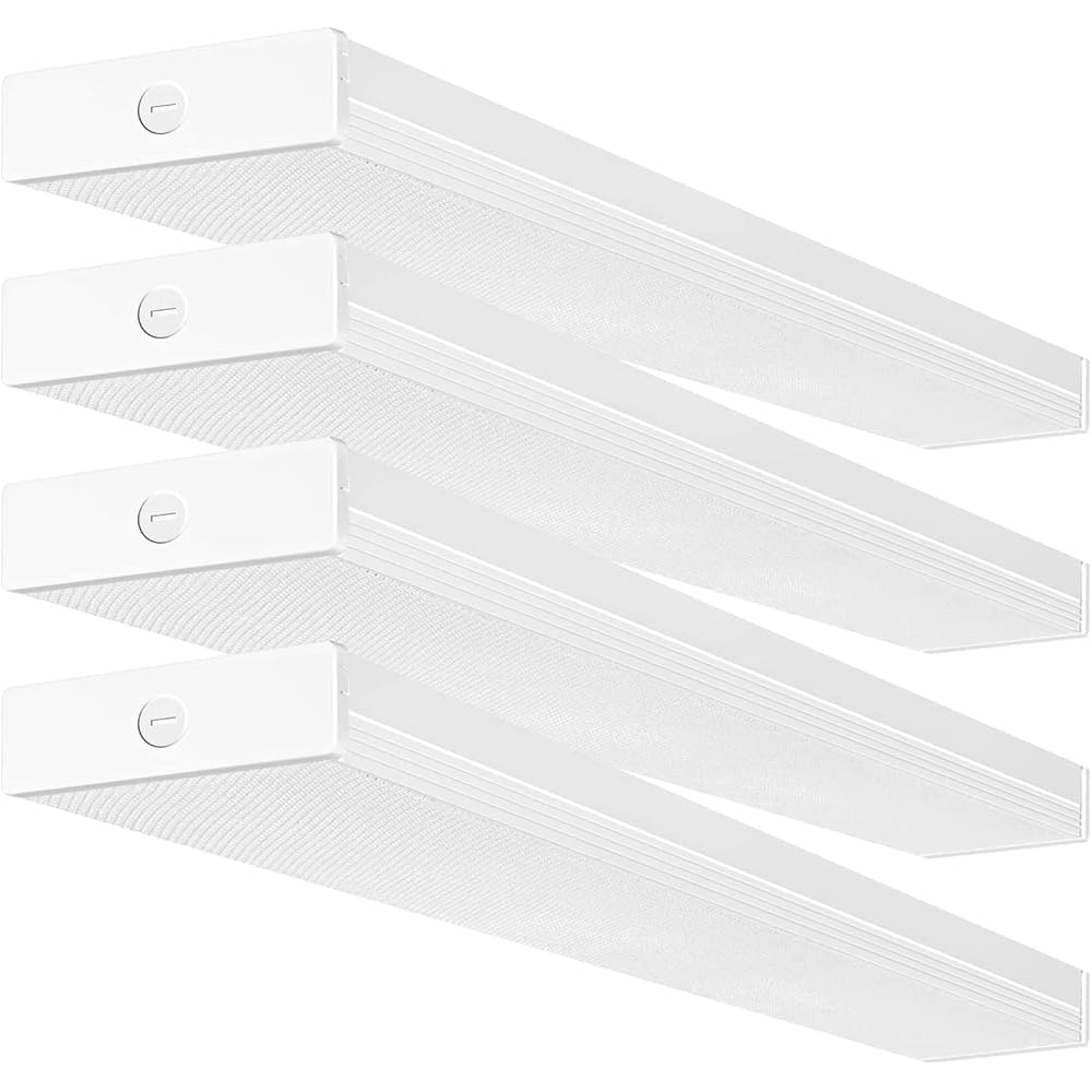 hykolity 4 Pack 4FT LED Wraparound Light 40W 4 Foot Shop Lights for Garage, [2-lamp 32W Fluorescent Equiv.] 4400lm 4000K Wrap Light, Flushmount Office Ceiling Fixture ETL Listed -