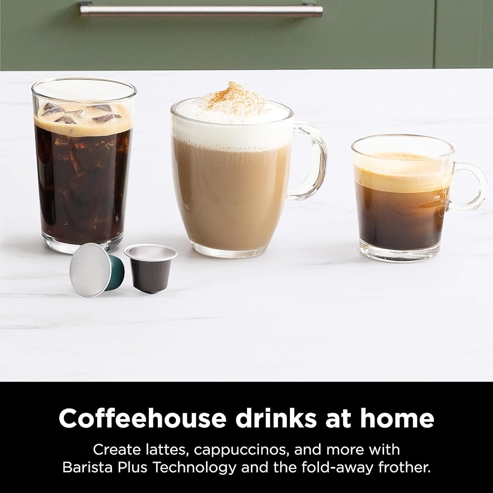 Ninja Espresso & Coffee Maker & Barista System, 3 Espresso Brew Styles, Single-Serve Coffee & Nespresso Capsule Compatible, Built-in Frother, Espresso, Cappuccino & Latte Maker, Black, CFN601: Home & Kitchen