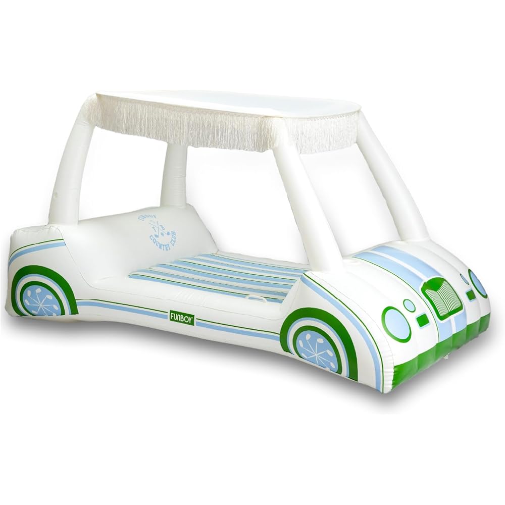 FUNBOY Country Club Golf Cart Pool Float, Two Cup Holders, Removable Fringe Shade, Float for Summer Pool Party and Entertainment : Toys & Games