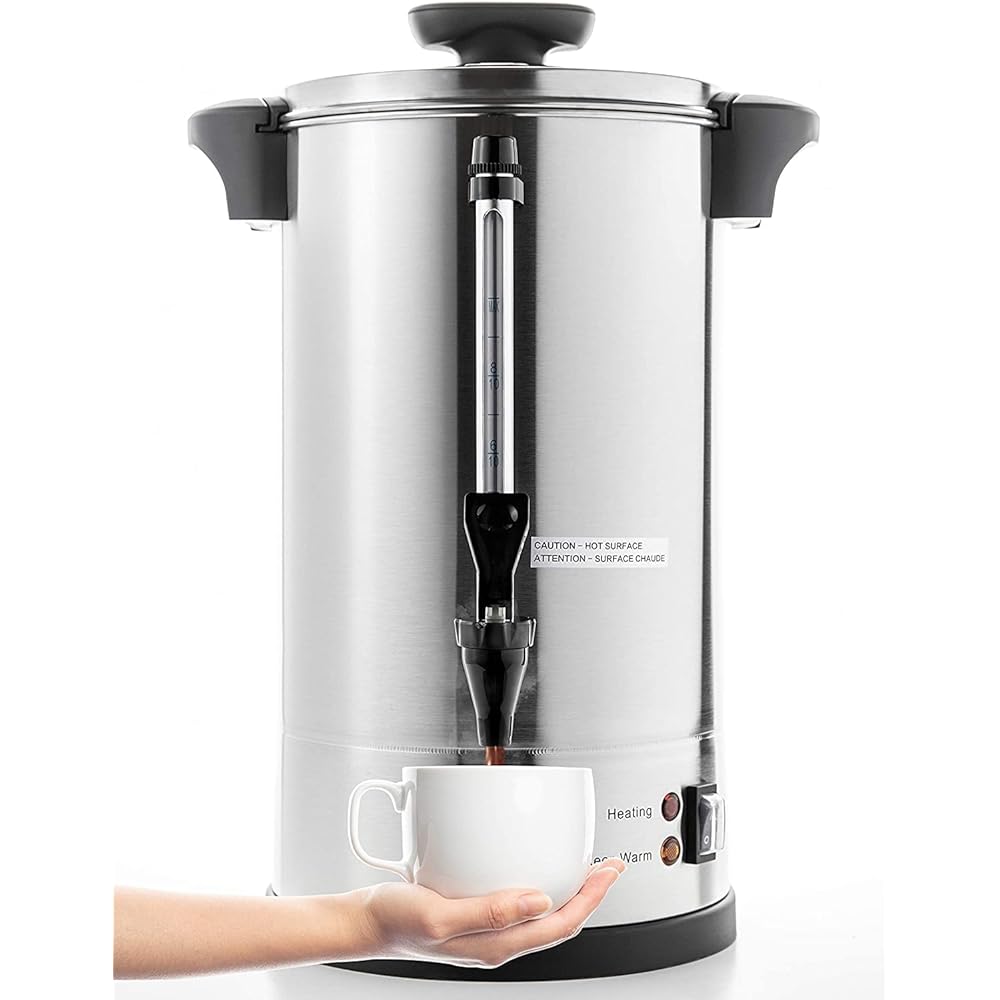 | SYBO SR-CP-100B Commercial Grade Stainless Steel Percolate Coffee Maker Hot Water Urn for Catering, 100-Cup 16 L, Metallic: Coffee Urns