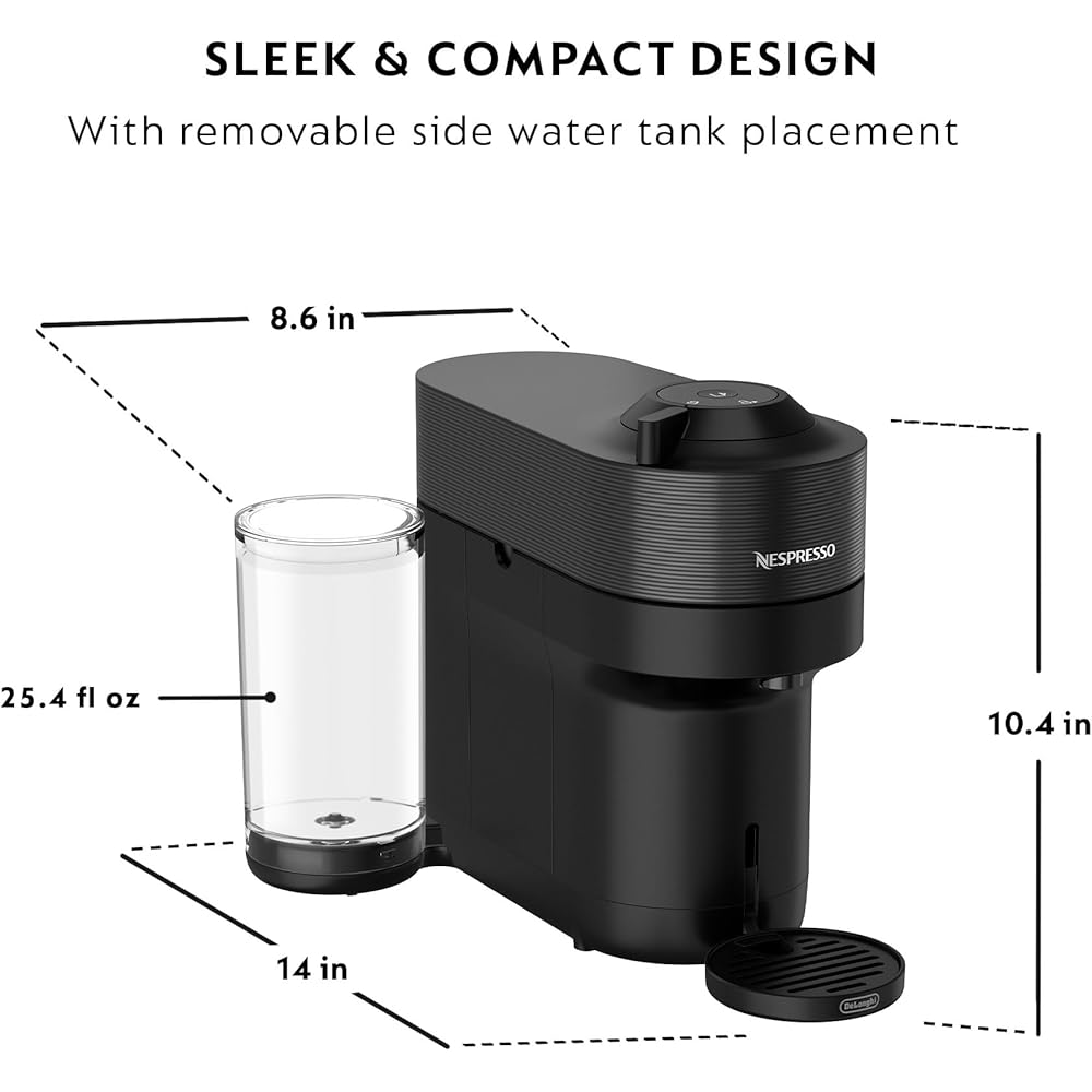 Nespresso Vertuo Pop+ Coffee and Espresso Machine by De'Longhi with Aeroccino Milk Frother, Liquorice Black: Home & Kitchen