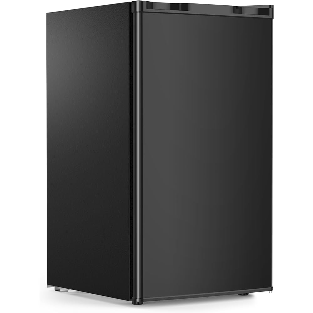 COWSAR 3.2 Cu.Ft Mini Fridge with Freezer, Single Reversible Door Compact Refrigerator, Adjustable Thermostat, 2 Removable Shelves, Small Dorm Fridge for Bedroom, Office, Kitchen, Dorm, Black: Home & Kitchen