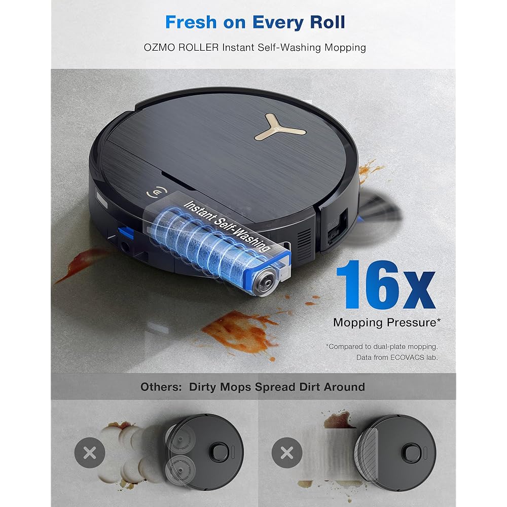 - ECOVACS DEEBOT X9 PRO Omni Robot Vacuum and Mop, Blast™ 16,600Pa Suction, OZMO Roller Instant Self-Washing Mopping, ZeroTangle™ 3.0, Triple Lift System, AI Smart Navigation, Hands-Free Omni Station
