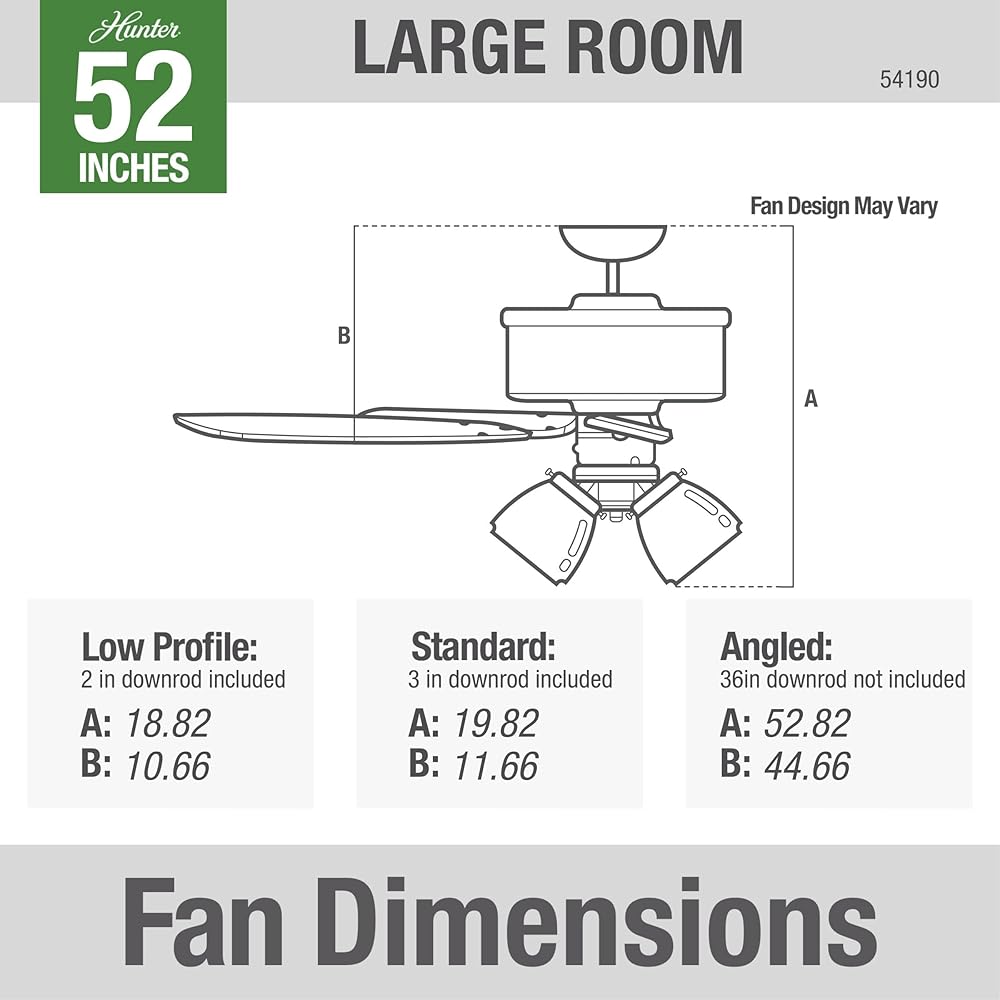 Hunter Fan Company, 54190, 52 inch Bennett Brushed Nickel Ceiling Fan with LED Light Kit and Handheld Remote