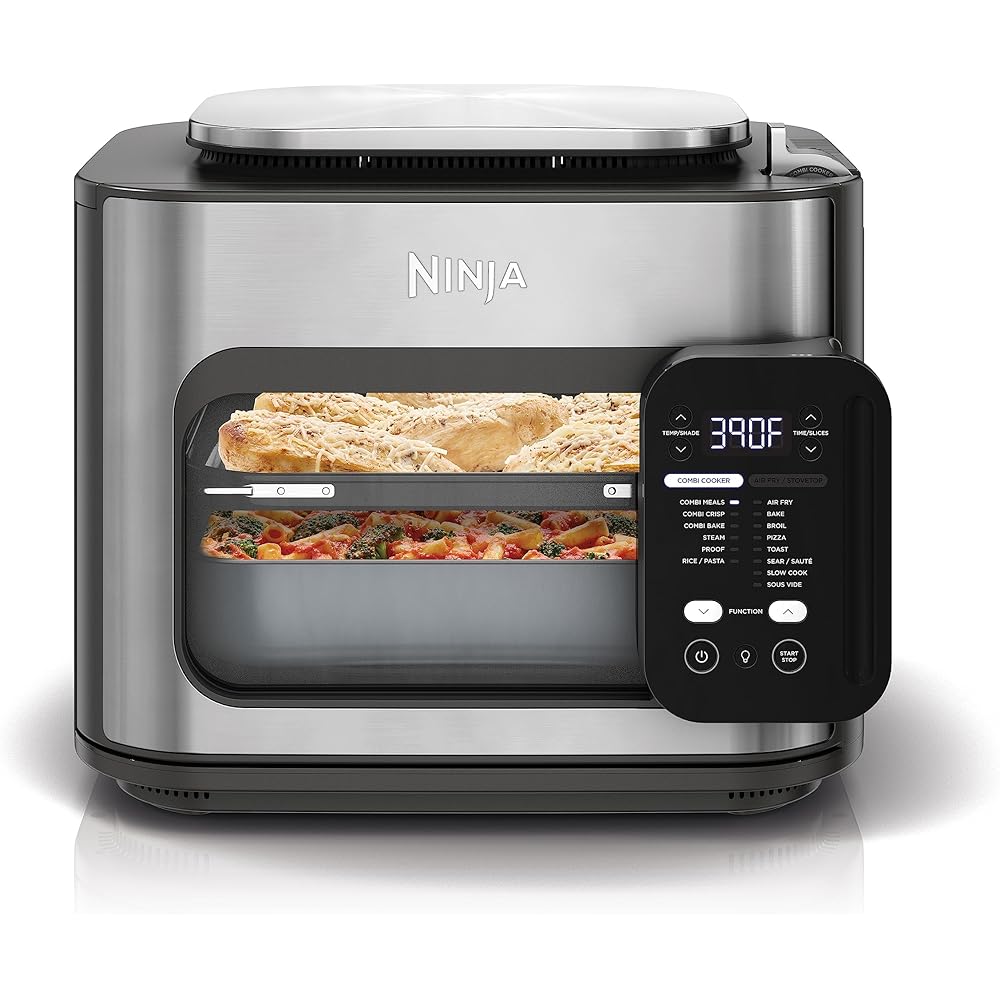 Ninja Combi All-in-One Multicooker, Oven, & Air Fryer, Complete Meals in 15 Mins, 14-in-1 Functions, Combi Cooker + Air Fry, Bake, Roast, Slow Cook and More, 3 Accessories, Stainless Steel, SFP701 : Home & Kitchen