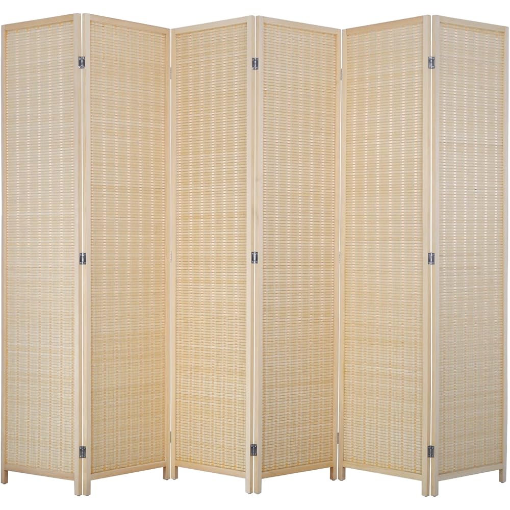 FDW Room Divider Bamboo Room Divider Wall Folding Privacy Wall Divider Wood Screen for Home Bedroom Living Room (6 Panel, Natural) : Home & Kitchen