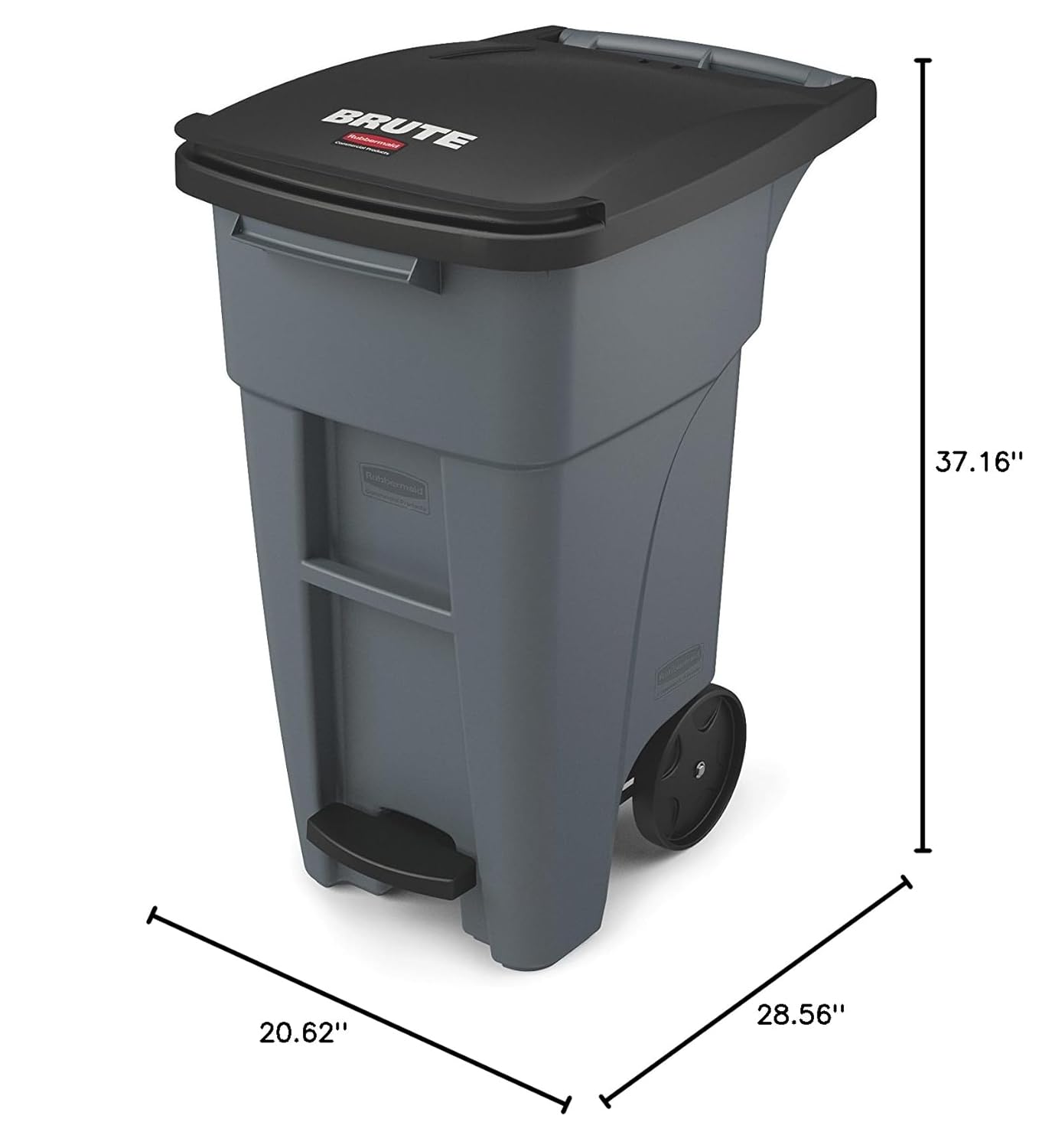 Rubbermaid Commercial Products Brute Step-On Rollout Trash/Garbage Can/Bin with Wheels 32 GAL Gray for Restaurants/Hospitals/Back of House/Warehouses/Home: Industrial & Scientific