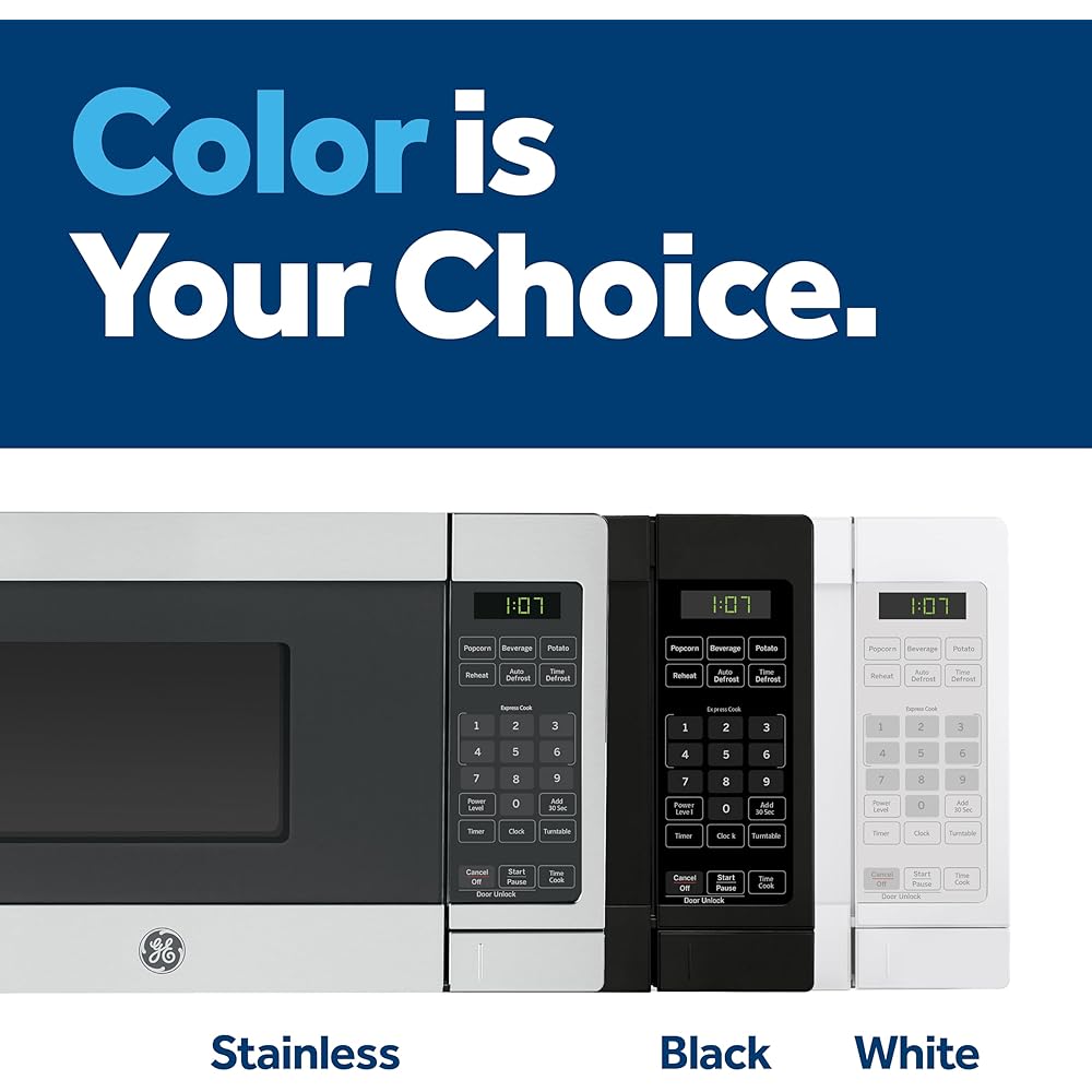 GE GCST07N1WSS Microwave Oven, 700-watt 6 Auto Cooking Settings, Child-Lock Technology, Kitchen Essentials for The Countertop, Dorm Room or Apartment, 0.7 Cu. Ft, Stainless Steel : Home & Kitchen