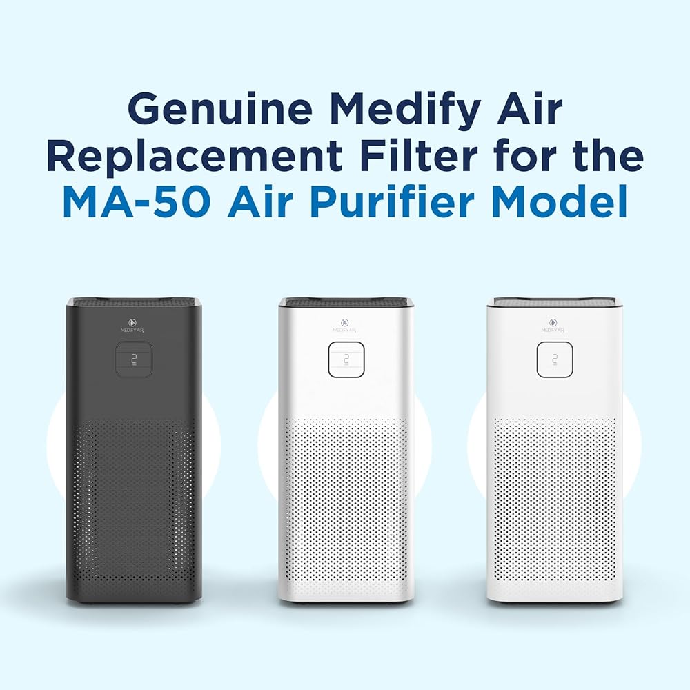 Medify Air MA-50 Genuine Replacement Filter | for Smoke, Smokers, Dust, Odors, Pet Dander | 3 in 1 with Pre-Filter, H13 HEPA, and Activated Carbon | Removal to 0.1 Microns | 2-Pack : Home & Kitchen