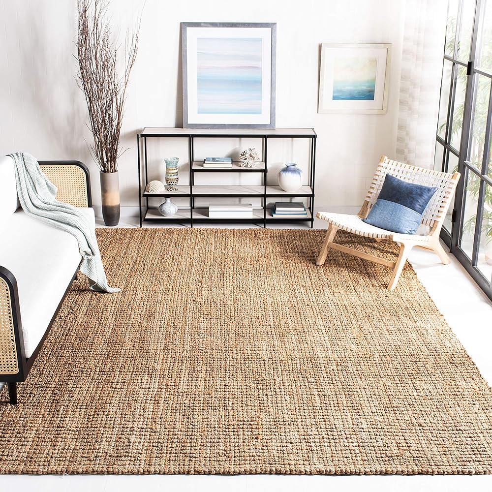 SAFAVIEH Natural Fiber Collection Area Rug - 9' x 12', Natural, Handmade Chunky Textured Jute 0.75-inch Thick, Ideal for High Traffic Areas in Living Room, Bedroom (NF447A) : Home & Kitchen