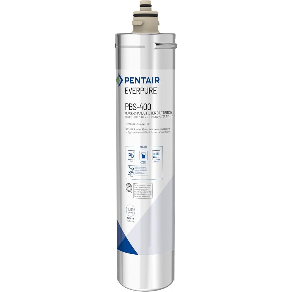 Pentair Everpure PBS-400 Quick-Change Filter Cartridge, EV927086, For Use In Everpure PBS-400 Drinking Water System, 3,000 Gallon Capacity, 0.5 Micron - Replacement Pitcher Water Filters -