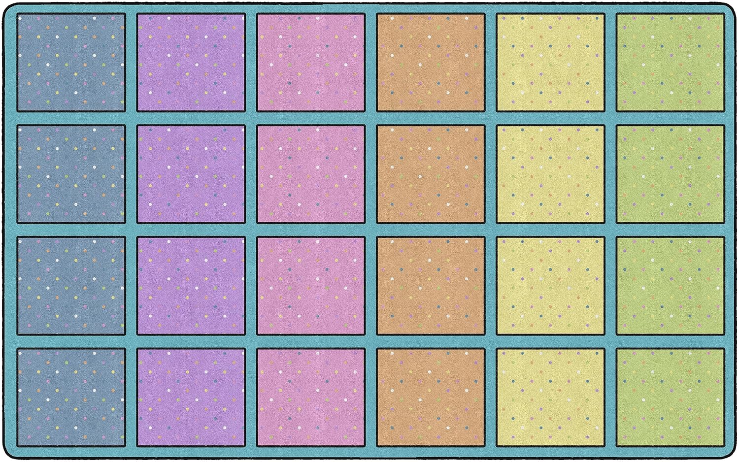 Flagship Carpets Happy Squares Educational Area Rug for Kids Room Seating Décor, Children's Classroom, Play Carpet for Teaching and Playroom, Seats 24, 7'6