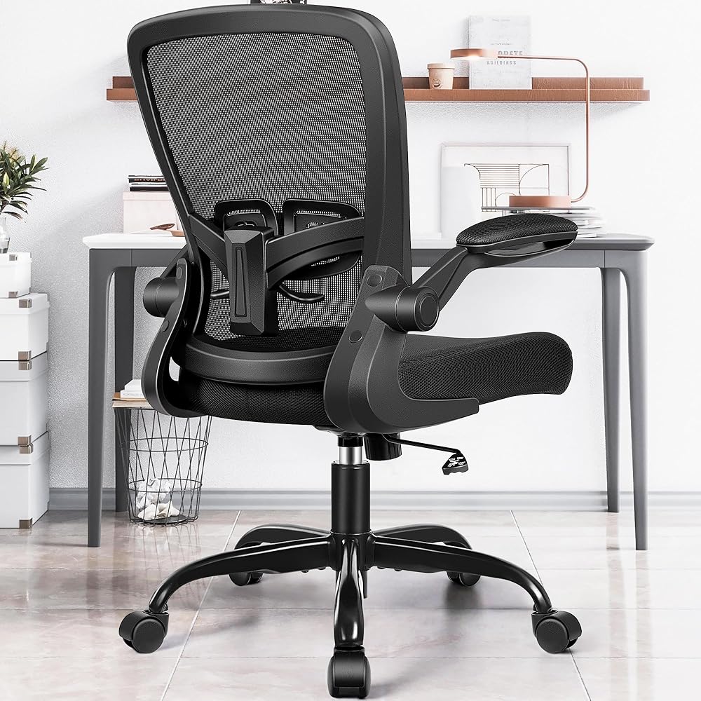 FelixKing Office Chair, Ergonomic Desk Chair with Adjustable Height and Lumbar Support Swivel Lumbar Support Desk Computer Chair with Flip up Armrests for Conference Room (Black) : Home & Kitchen