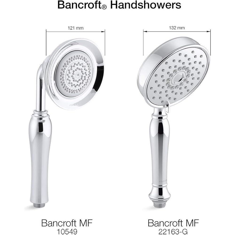 KOHLER 22163-PB Bancroft Multi-Function Handshower, Handheld Showerhead with 3 Spray Settings, 2.5 GPM, Vibrant Polished Brass