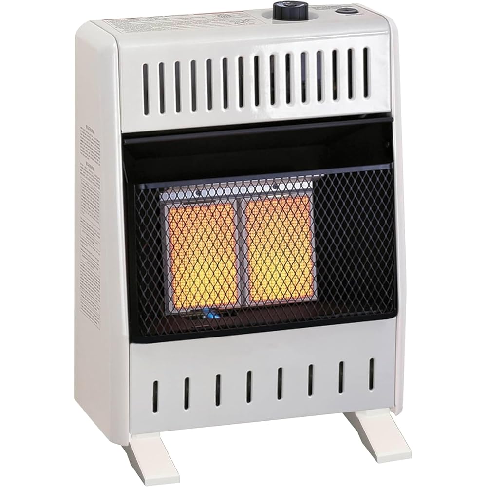 ProCom ML100TPA-B Ventless Propane Gas Infrared Space Heater with Thermostat Control for Home and Office Use, 10000 BTU, Heats Up to 500 Sq. Ft., Includes Wall Mount and Base Feet, White