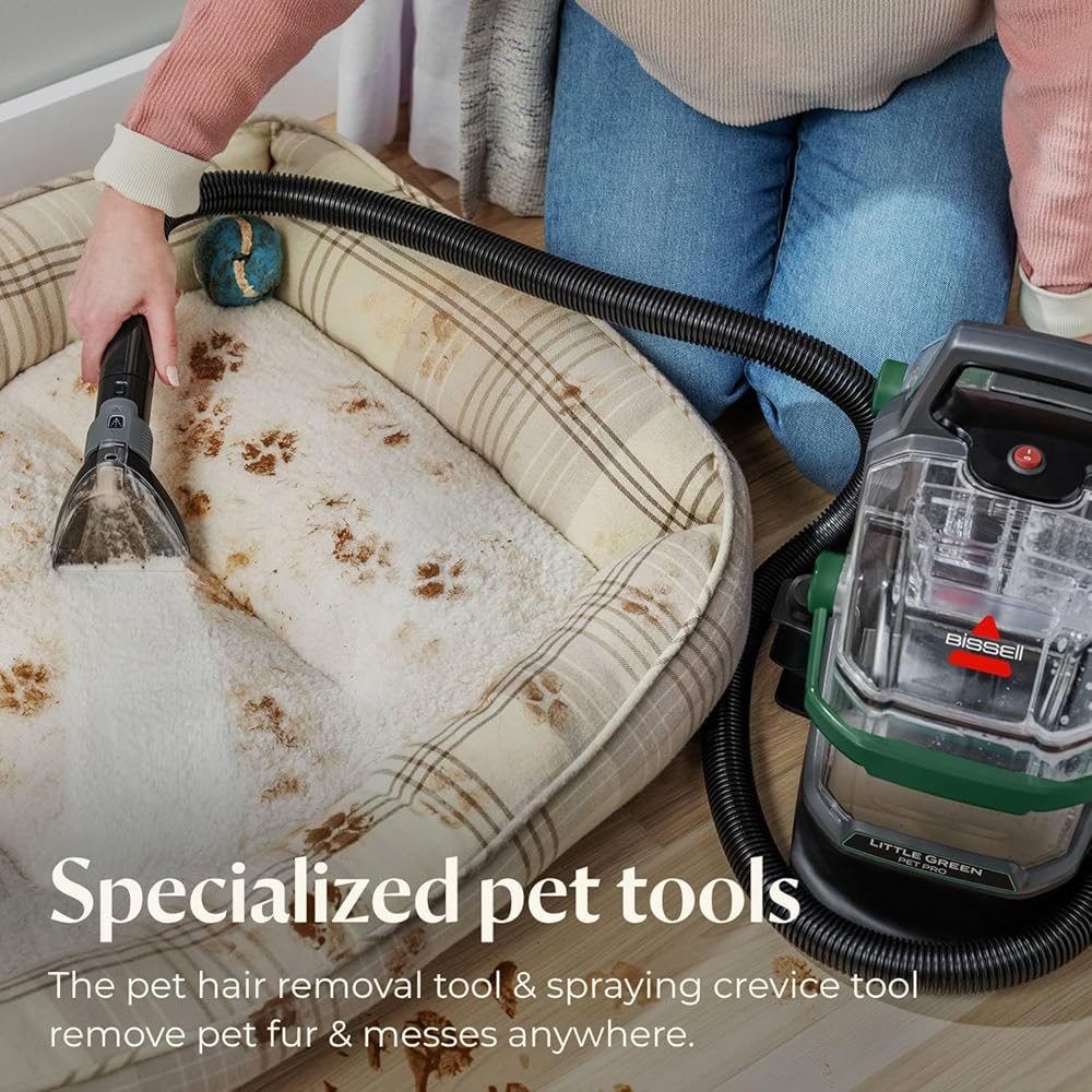 BISSELL Little Green Pet Pro Portable Carpet Cleaner Portable Carpet and Upholstery Deep Cleaner, Car/Auto Detailer, with Self-Cleaning Tough Stain Tool, Pet Hair Removal Tool, Crevice Tool (3909) : Industrial & Scientific