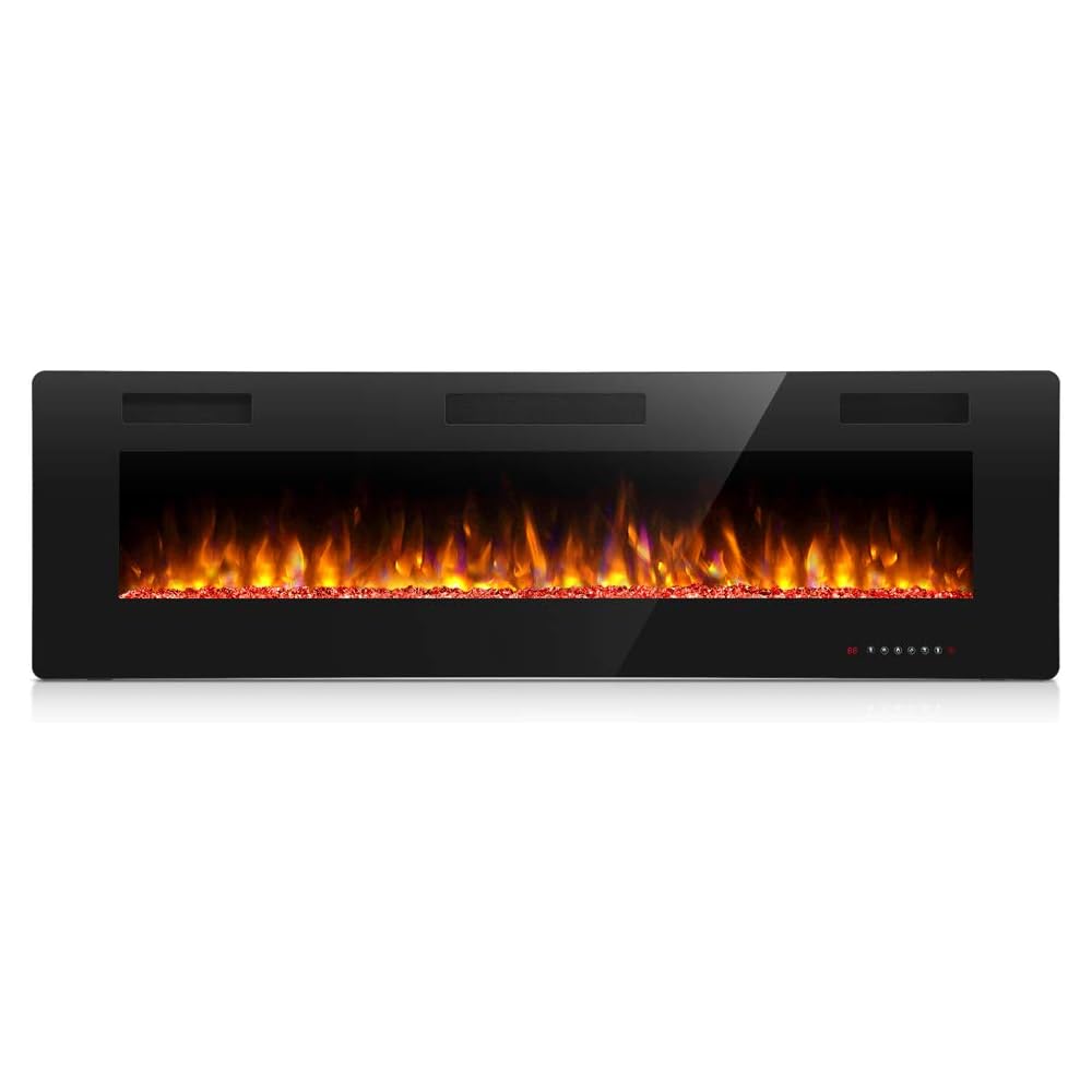 Antarctic Star 60 Inch Electric Fireplace in-Wall Recessed and Wall Mounted, Fireplace Heater and Linear Fireplace with Multicolor Flame, Timer, 750/1500W Control by Touch Panel & Remote : Home & Kitchen