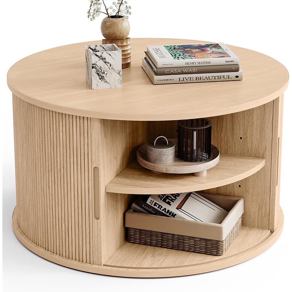LINSY HOME Round Coffee Table, 31.5