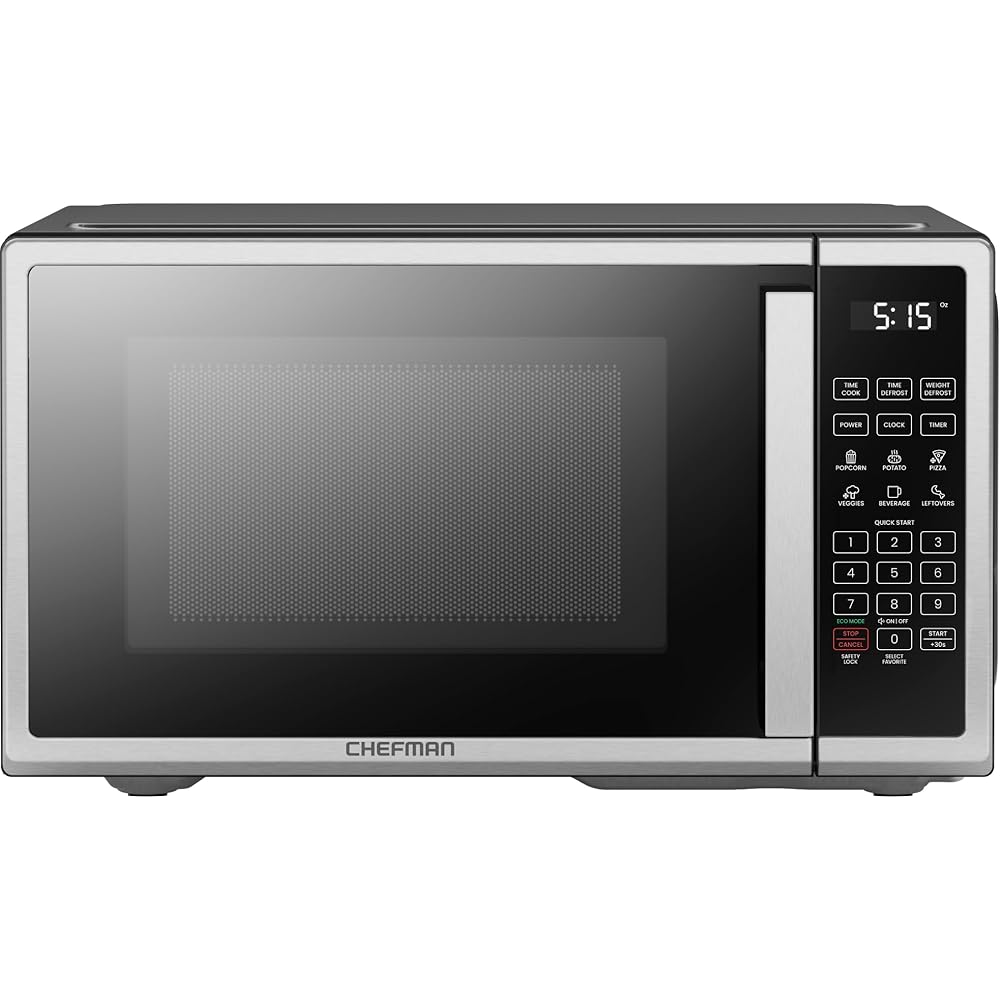 Chefman Countertop Microwave Oven 0.7 Cu. Ft. Digital Stainless Steel Microwave 700 Watts with 6 Auto Menus, 10 Power Levels, Eco Mode, Memory, Mute Function, Child Safety Lock, Easy Clean : Home & Kitchen