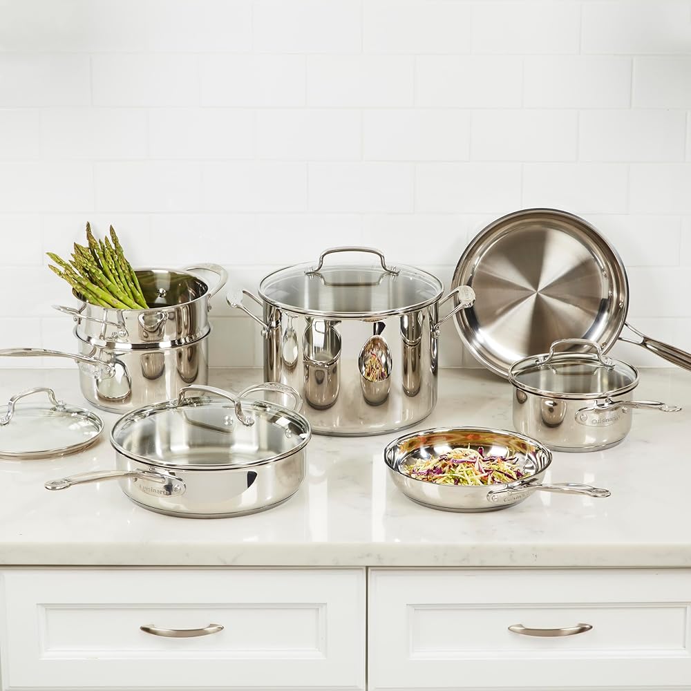 Cuisinart 77-11G Stainless Steel 11-Piece Set Chef's-Classic-Stainless-Cookware-Collection: Cuisinart Pot Set: Home & Kitchen