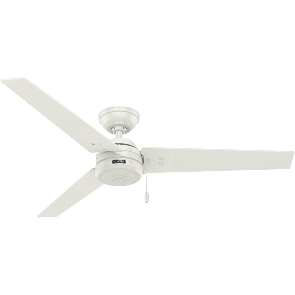Hunter Fan Company 59263 Cassius 52 Inch 3 Blade 3 Speed Wooden Indoor/Outdoor Ceiling Fan with Pull Chain Control, Light Stripe, 52