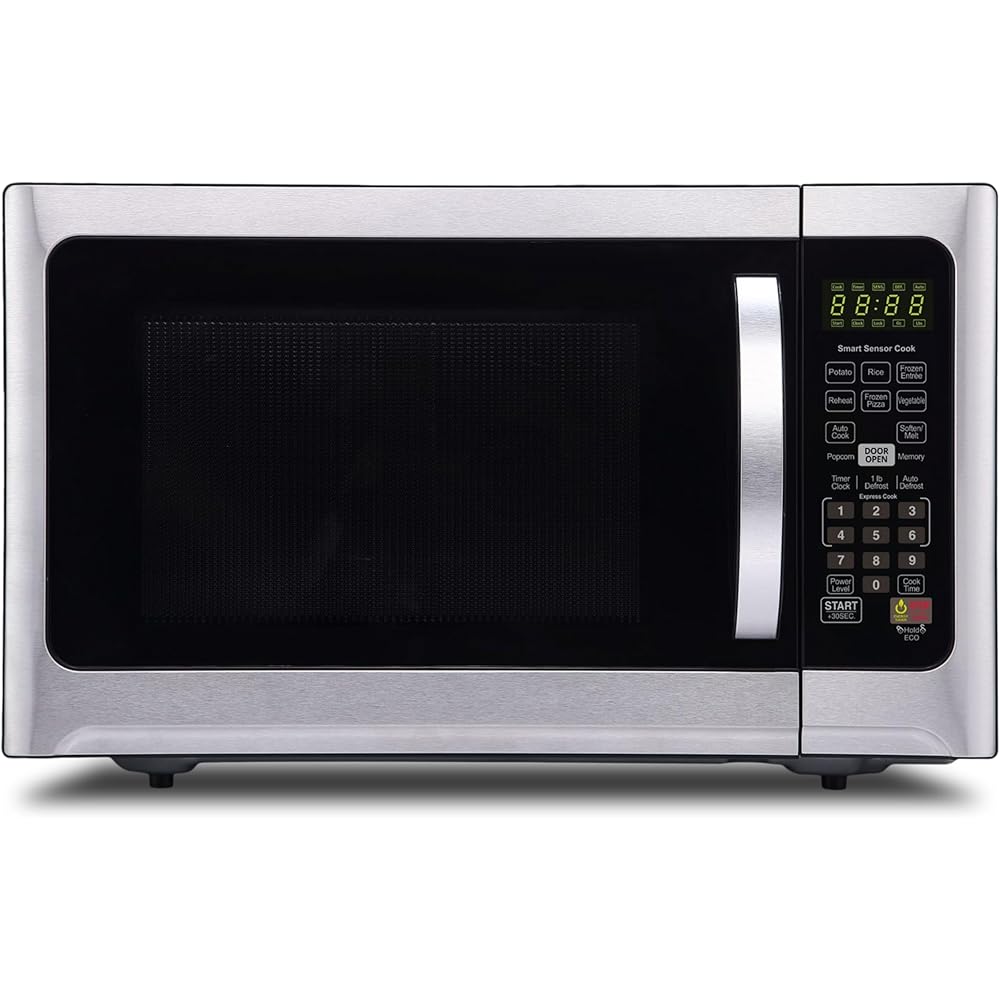 Farberware Countertop 1000 Watts 1.2 cu ft-Smart Sensor Microwave Oven with LED Lighting and Child Lock-Perfect for Apartments and Dorms-Easy Clean Black Interior, Stainless Steel: Home & Kitchen