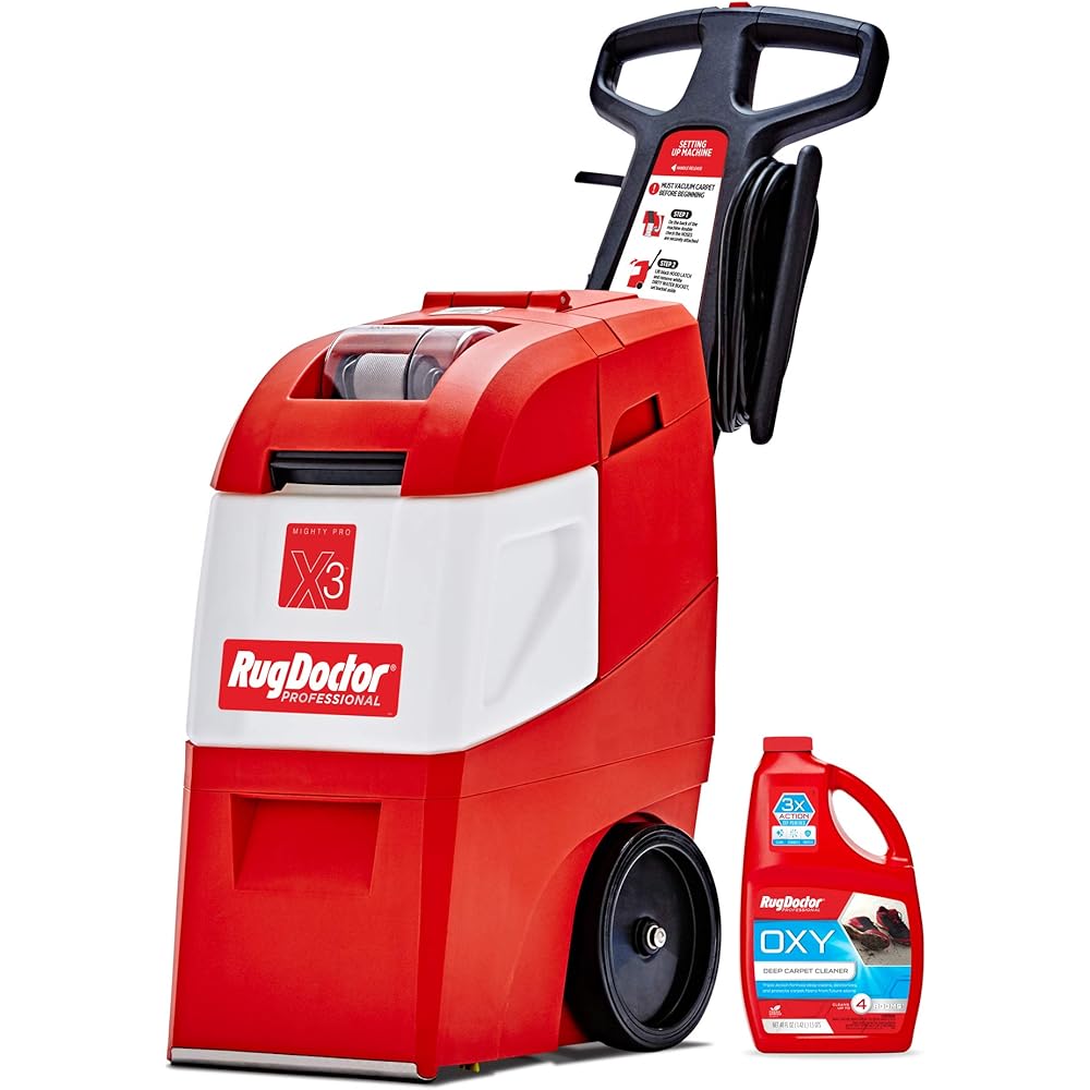 Rug Doctor X3 Commercial Carpet Cleaner – Large Red Oxy Pro Pack, Exclusive Vibrating Brush Spray Scrub and Extract Embedded Dirt and Grime, 48 oz. Oxy Cleaning Solution : Industrial & Scientific