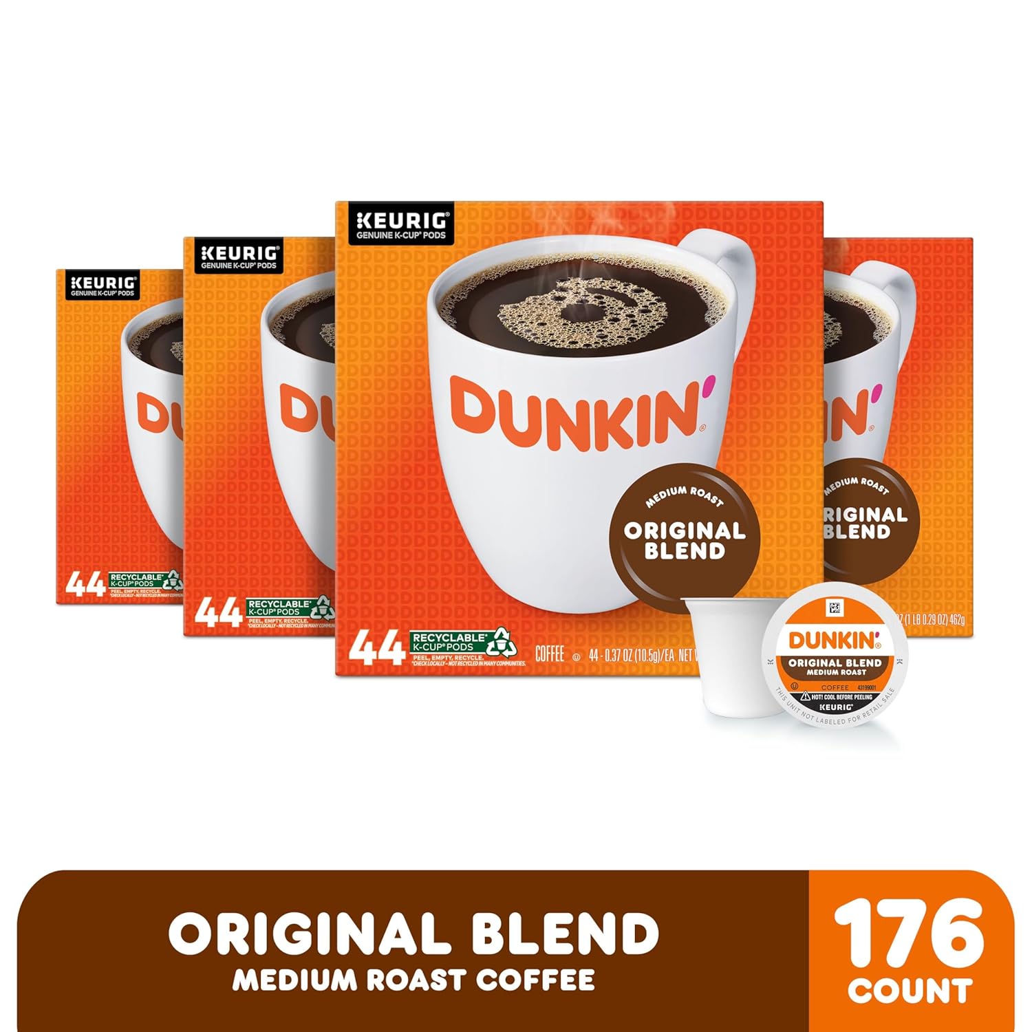 Dunkin' Original Blend Medium Roast Coffee, 176 Keurig K-Cup Pods : Grocery & Gourmet Food