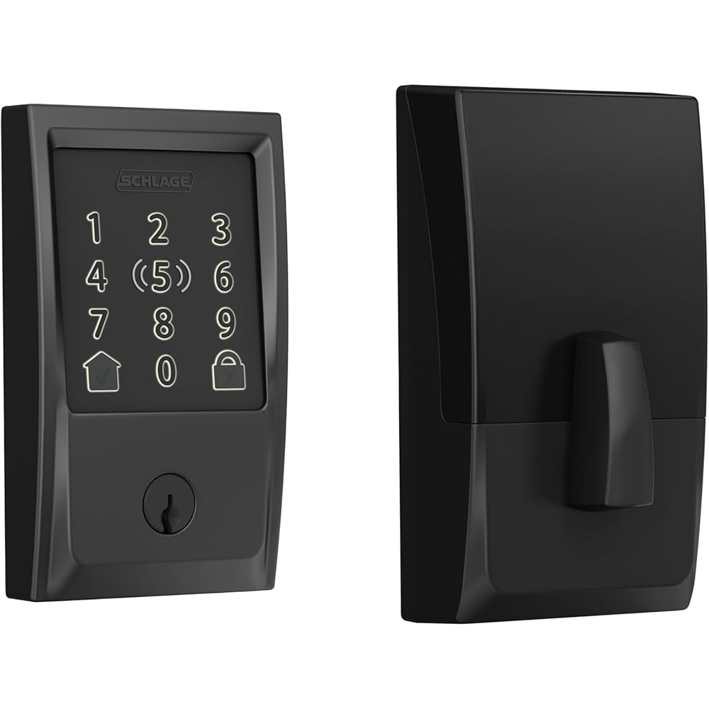 Schlage Encode Plus Smart Wi-Fi Lock for Front Door, Keyless Entry Deadbolt, Unlock with Apple Watch, Built-in WiFi and App Control, Easy Install, Alexa & Apple HomeKit Compatible, Matte Black -