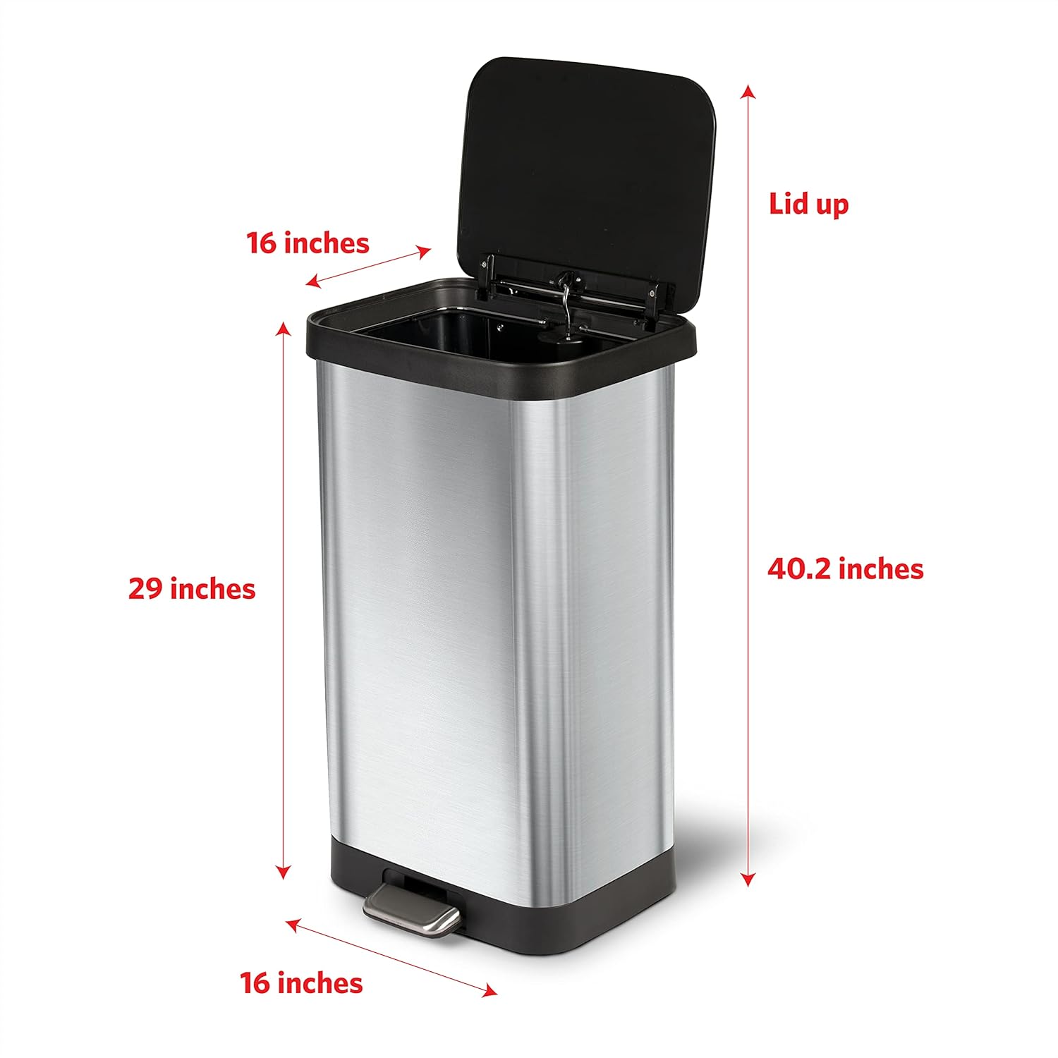 Glad Stainless Steel Step Trash Can with Clorox Odor Protection | Large Metal Kitchen Garbage Bin with Soft Close Lid, Foot Pedal and Waste Bag Roll Holder, 20 Gallon, Stainless : Industrial & Scientific