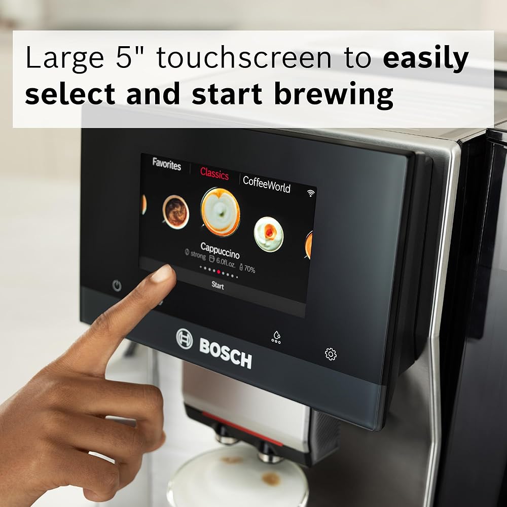 Bosch 800 Series Fully Automatic Espresso and Coffee Machine – 36 Drinks with Coffee World, Cold Brew, Double Cup, Integrated Milk Container, Smart Features, in Silver TQU60307: Home & Kitchen
