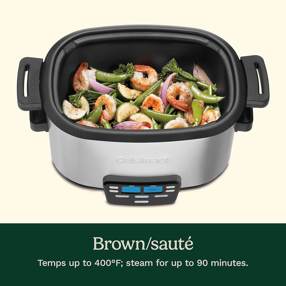Cuisinart MSC-600 3-In-1 Cook Central 6-Quart Multi-Cooker: Slow Cooker, Brown/Saute, Steamer, Silver: Home & Kitchen