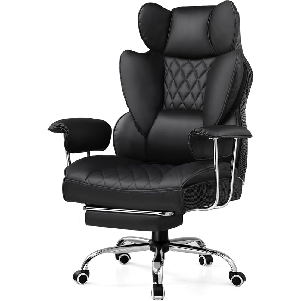 GTRACING Gaming Chair,Office Chair with Pocket Spring Lumbar Support, Ergonomic Comfortable Wide Office Desk Computer Chair with Outward Fixed Soft Armrests and Footrest (PU Leather, Black) : Home & Kitchen