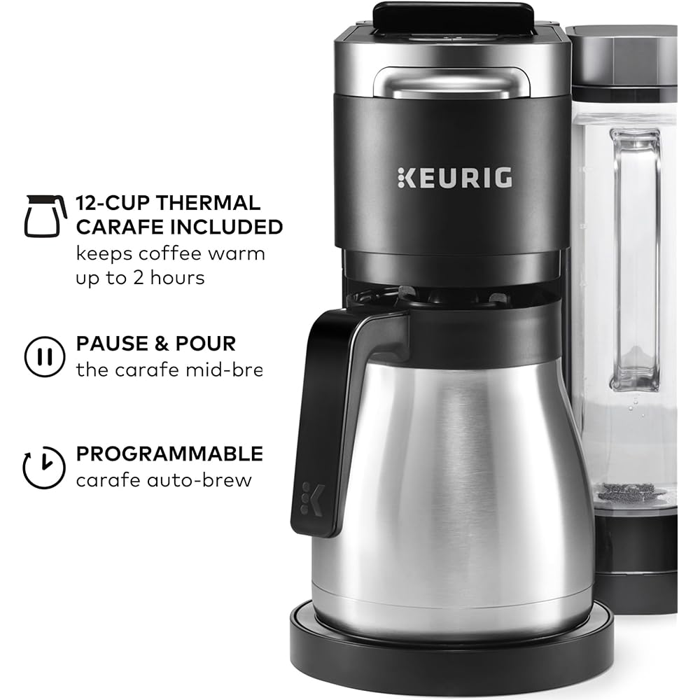 Keurig K-Duo Plus Single Serve & Carafe Coffee Maker, Multi-Position 60oz Removable Reservoir, Programmable Auto Brew Carafe, Black: Home & Kitchen