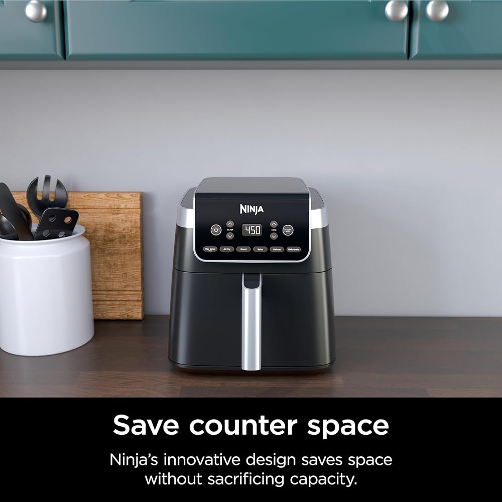 Ninja | Air Fryer | 6.5 QT Pro XL Capacity fits 9lbs of Wings | 6-in-1 Max Crisp, Air Fry, Roast, Bake, Reheat & Dehydrate | Nonstick Basket, Crisper Plate & Recipe Guide | Grey | AF181 : Home & Kitchen