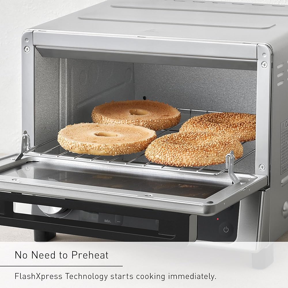 Panasonic FlashXpress Toaster Oven Countertop, 4-Slice Compact Size w/Double Infrared Heating, PFAS-free, 6 Auto Cook Options & Precise Temperature Control, 1300W - NB-G200P (Stainless Steel) : Home & Kitchen