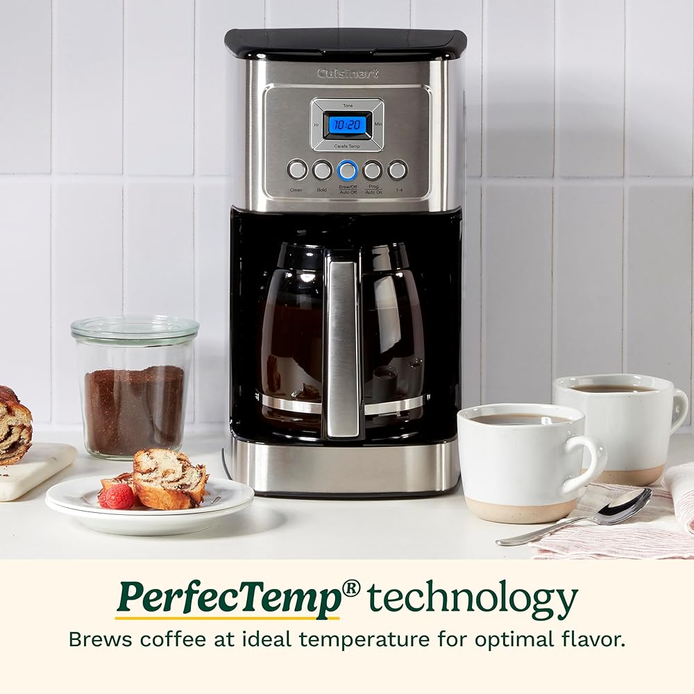 Cuisinart 14-Cup Coffee Maker, Programmable PerfecTemp Glass Carafe Coffee Machine with 1-4 Cup Setting, Brew Strength Control and Brew Pause, Stainless Steel, DCC-3200NAS: Home & Kitchen