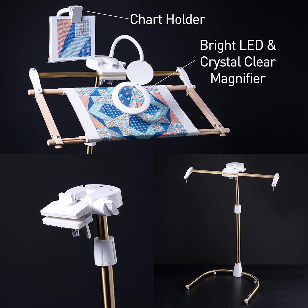 Daylight Company Stitchsmart Stand, Adjustable Embroidery Hoop Stand, Rotated Cross Stitch Stand, Hoop Holder, Hands Free Needlework Stand for Art Craft Sewing Projects,White : Musical Instruments