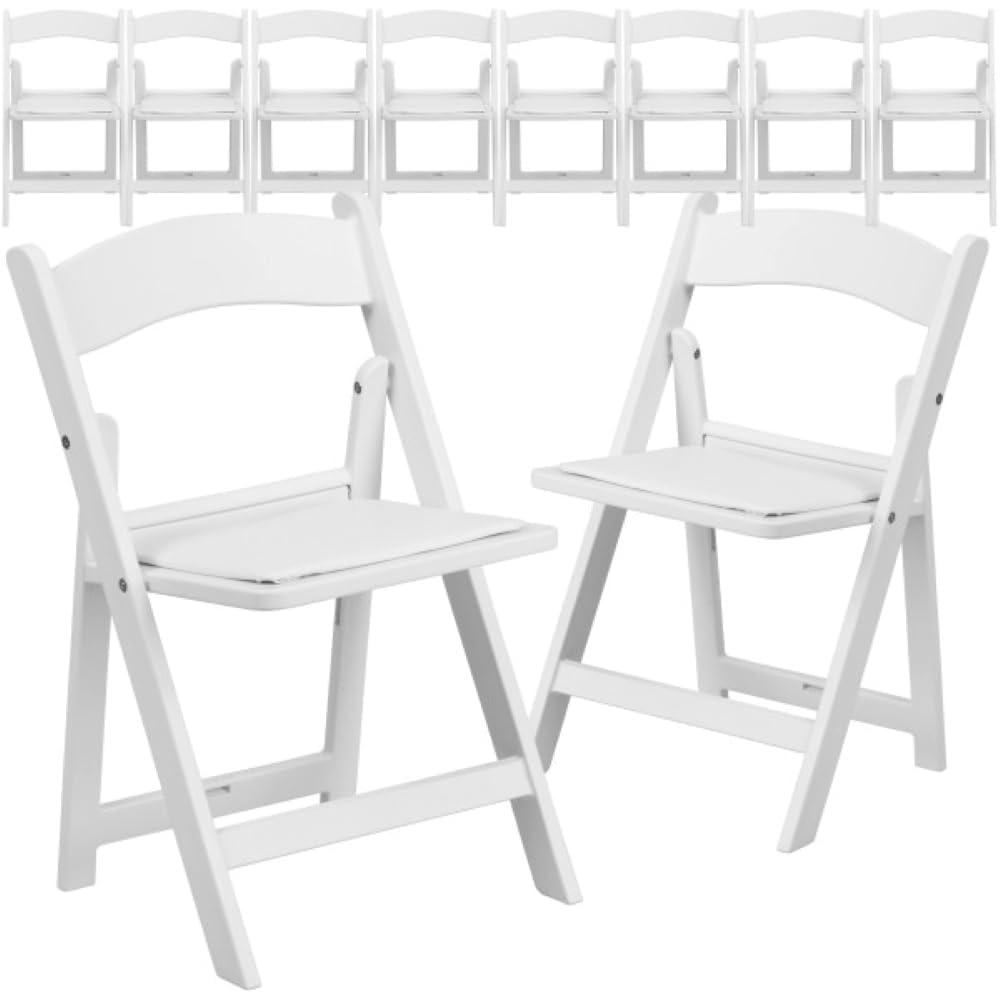 Flash Furniture Hercules Series Kids Padded Folding Chairs for Children, Children's Event Seats with 264-lb. Static Weight Capacity, Set of 10, White