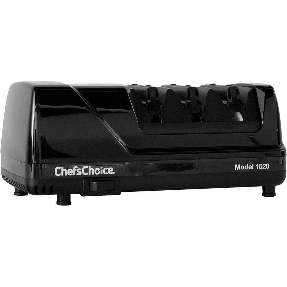 Chef鈥檚Choice Professional Electric Knife Sharpeners AngleSelect for 15- and 20-Degree Straight-Edge and Serrated Knives with Diamond Abrasives & Precision Angle Control, 2-Stage, Black: Knife Sharpeners: Home & Kitchen