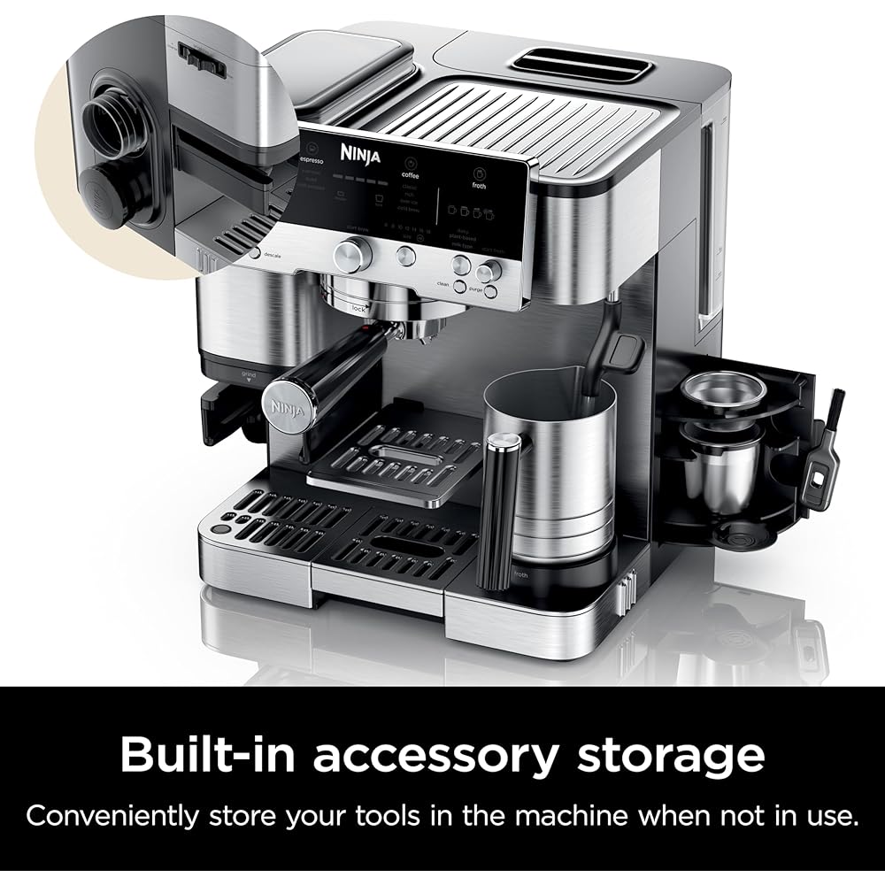 Ninja | Espresso Machine and Drip Coffee Maker| Luxe Café Premier Series | Integrated Coffee Grinder, Milk Frother, Assisted Tamper & Built-In Espresso Accessory Storage | Stainless Steel | ES601: Home & Kitchen